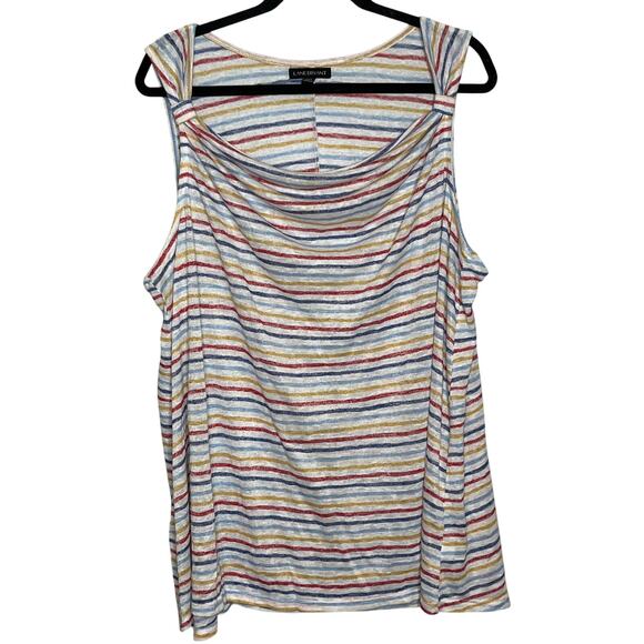 Lane Bryant Red Blue Yellow Stripe Sleeveless Tank Plus Size 22 / 24 - Picture 1 of 7